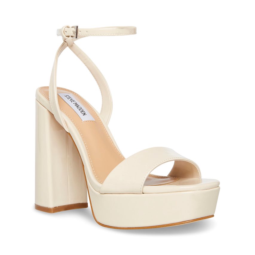 White Steve Madden Lessa Patent Women's Heels Sandals | PH 9612LTK